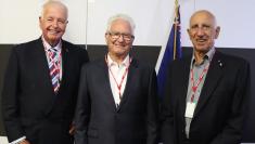 From left: guests of honour Phil Benge, Maurie Cummings and John Elworthy...